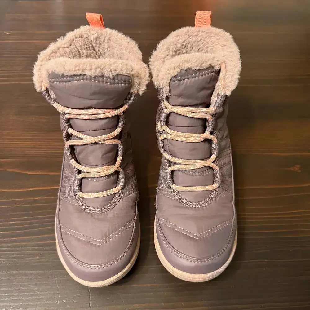 Sorel Whitney II‎ Plus Lace Waterproof Snow Boot Grey Pink Size 1